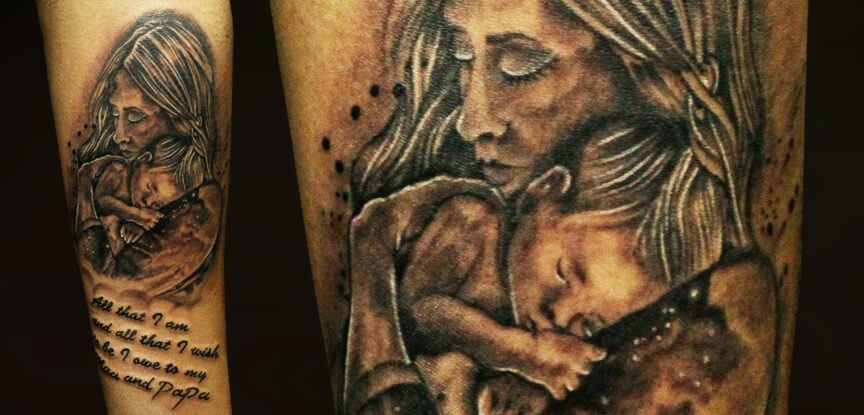 Mom Tribute Tattoo from a Son - Black Poison Tattoo Studio