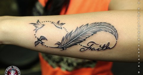 Infinity with Feather Tattoo