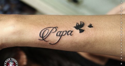 Name with Birds Tattoo