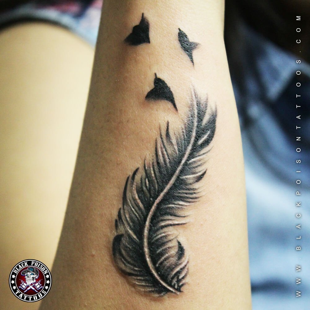 Feather tattoos, designs of feather tattoos, feather tattoo ideas, feather tattoo images, feather tattoo meanings, famous feather tattoos