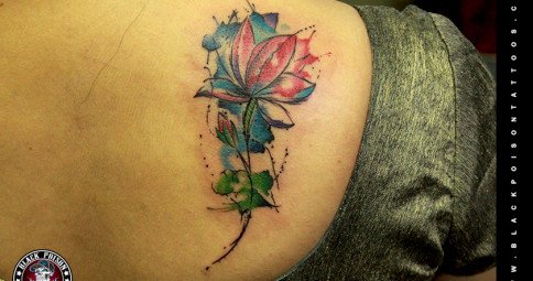 Watercolor Lotus Tattoo Design