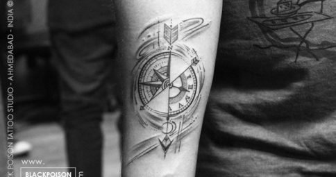 Compass Tattoo With Arrow